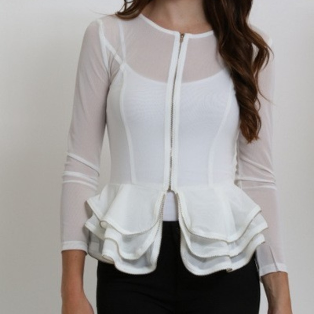 Mesh Peplum Top/Jacket NWT